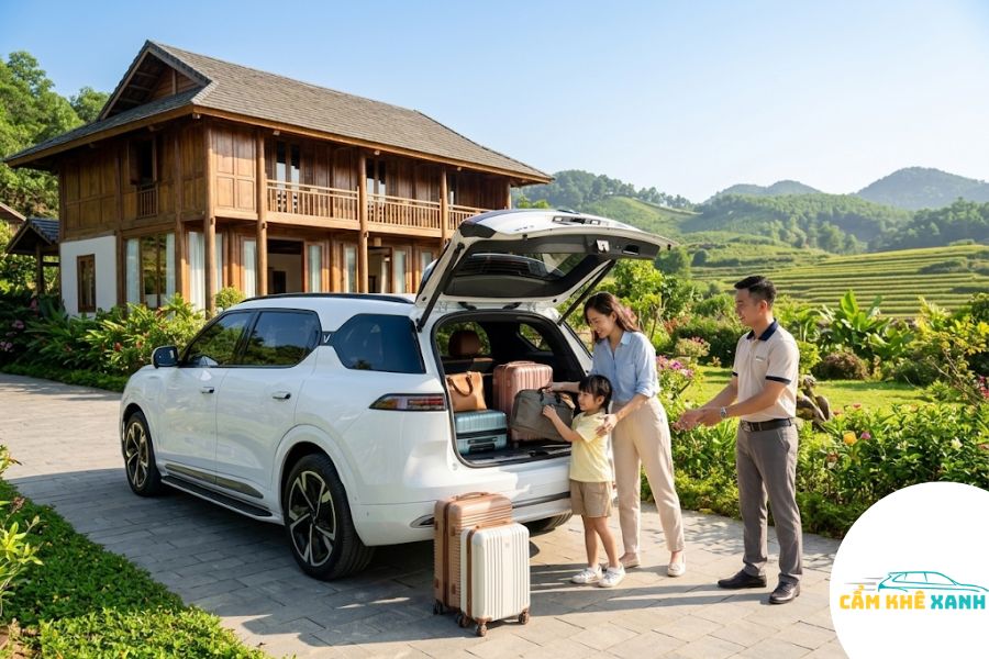Dịch vụ bao xe 4 chỗ 7 chỗ VinFast Cẩm Khê phục vụ gia đình đi du lịch công tác
