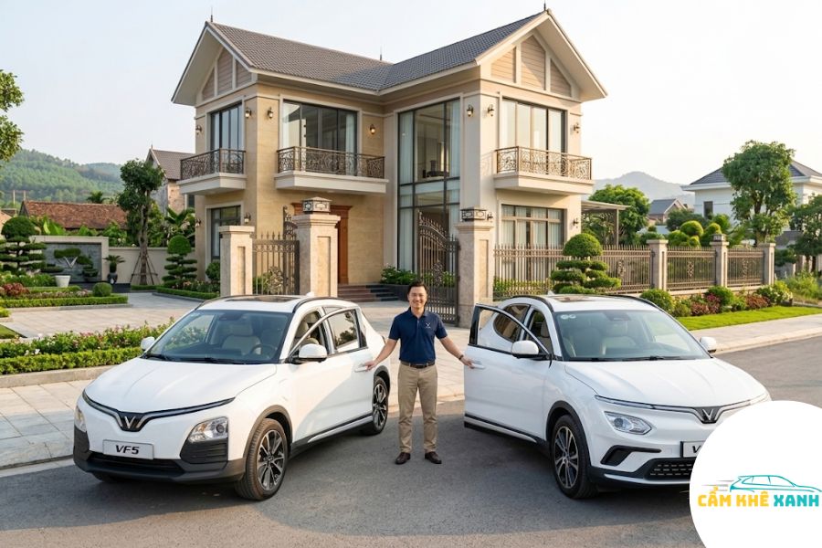 Tài xế xe điện VinFast đón khách tận nhà tại Thanh Ba với thái độ chuyên nghiệp