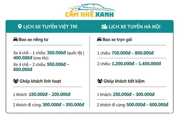Bảng Giá Xe Ghép Cẩm Khê - Hà Nội Mới Nhất 2026 (Không Phụ Phí)